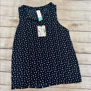 41 Hawthorne Navy and White Polka Dot Sleeveless Blouse Size S